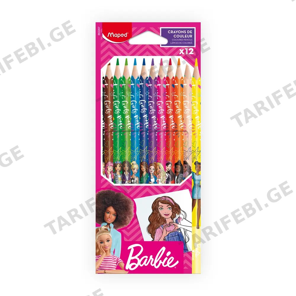 ფანქრების ნაკრები 12 ფერი Maped - 862207 - Barbie