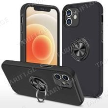 iPhone 12 Elit Ring Case სილიკონის ქეისი ბეჭდით - შავი