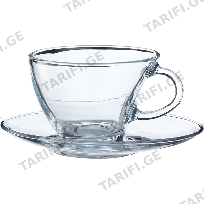 ყავის ჭიქებისა და თეფშების ნაკრები PASABAHCE PENGUEN (6 PCS)