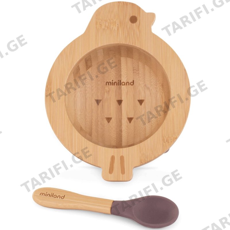 ბამბუკის ჯამისა და კოვზის ნაკრები MINILAND BIRD BAMBOO BOWL AND