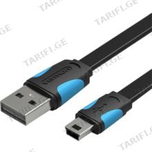 VENTION VAS-A14-B050 Flat USB2.0 A Male to Mini 5 Pin Male Cable 0.5M Black