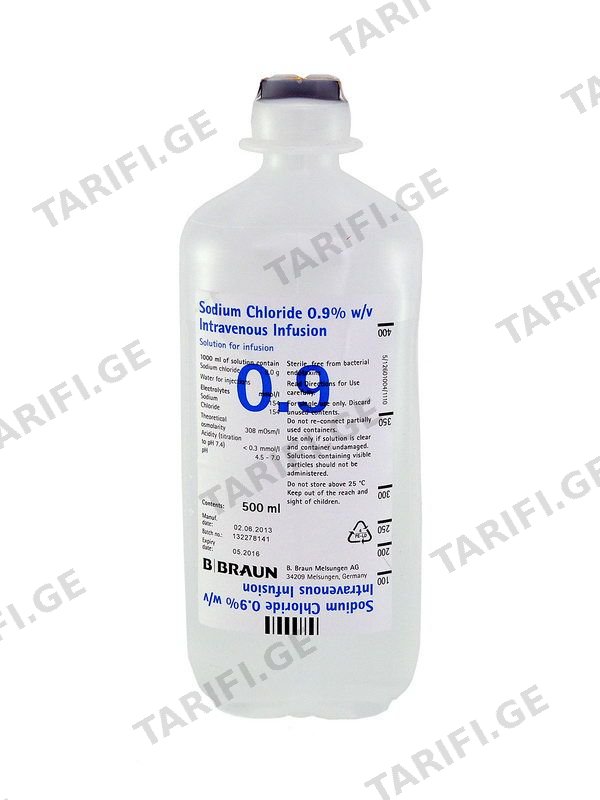 Sodium Chloride - ნატრიუმის ქლორიდი 0.9% 500მლ. 1ფლაკონი