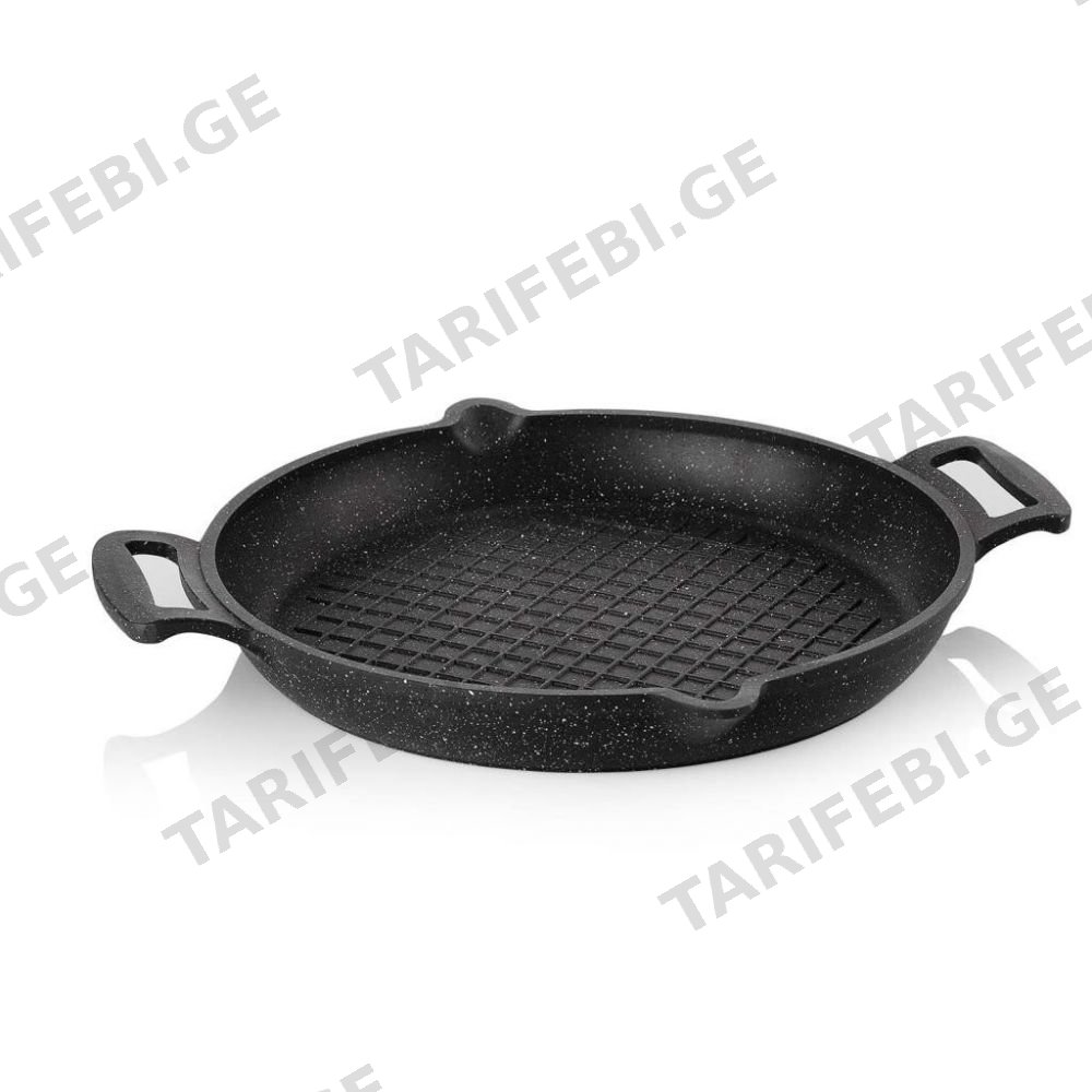 თუჯის ტაფა SCHAFER FAMOS FIREPROOF CAST IRON GRILL PAN 30 სმ ნაცრისფერი