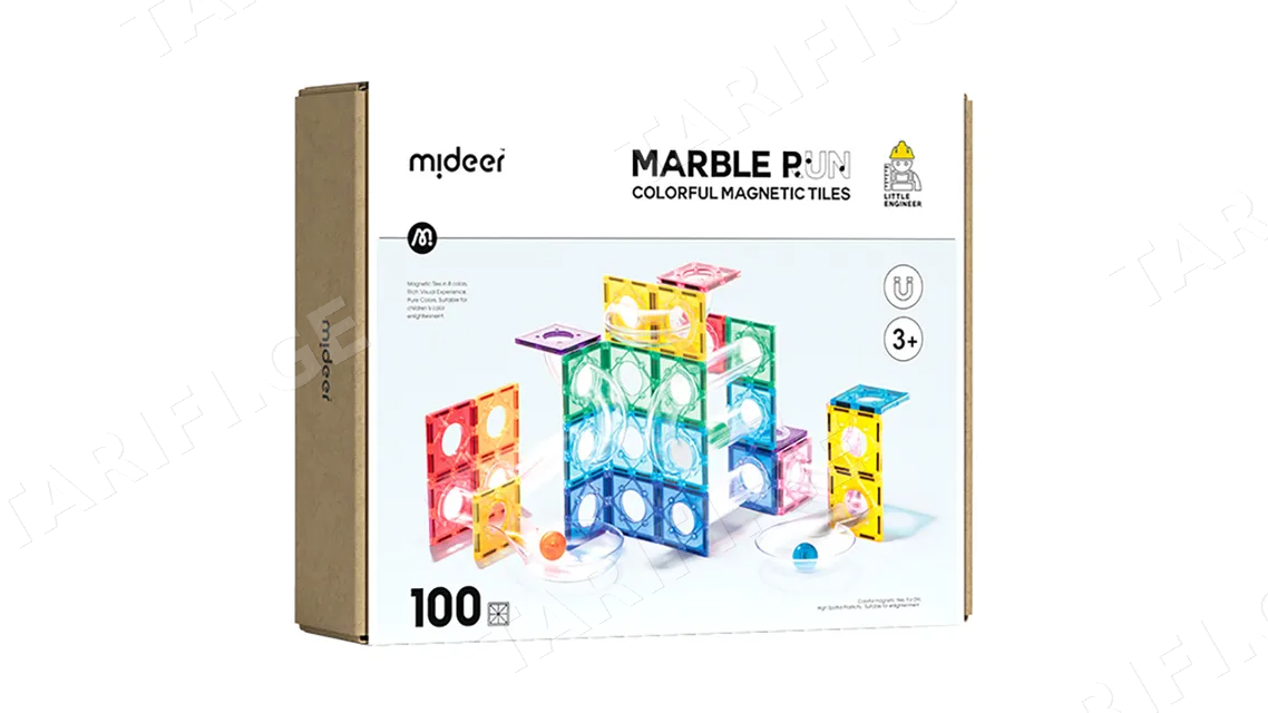 Colorful Magnetic Tiles – Marble Run 100PCS — „მაგნიტური კონსტრუქტორი ბურთის ტრასით“