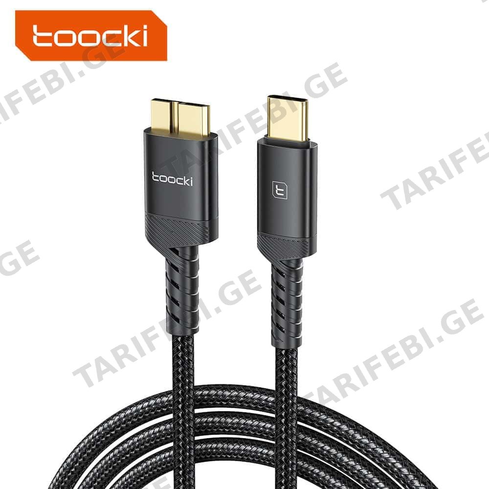 Micro-B USB კაბელი Toocki USB Type-C to Micro-B USB 3.0 Cable, 1m, Black, TXCCMB-TY01