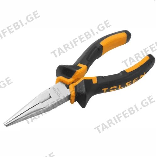 TOLSEN TOL455-10007 ბრტყელტუჩა გრძელცხვირა მეტალის,რეზინის სახელურით 200mm,8