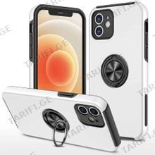 iPhone 12 Elit Ring Case სილიკონის ქეისი ბეჭდით - ვერცხლისფერი