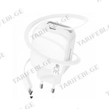 Wall Charger Proove Fixtape Type-C 30W With Retractable Cable white