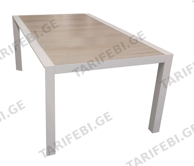 მაგიდა სასადილო Gardenline Monarch Tile Slat Top White 180x100x75 სმ