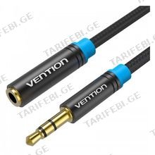 VENTION VAB-B06-B300-M Cotton Braided 3.5mm Audio Extension Cable 3M Black Metal Type