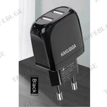 სახლის დამტენი KAKU KSC-674 QISHENG dual port fast charger (EU)BLACK