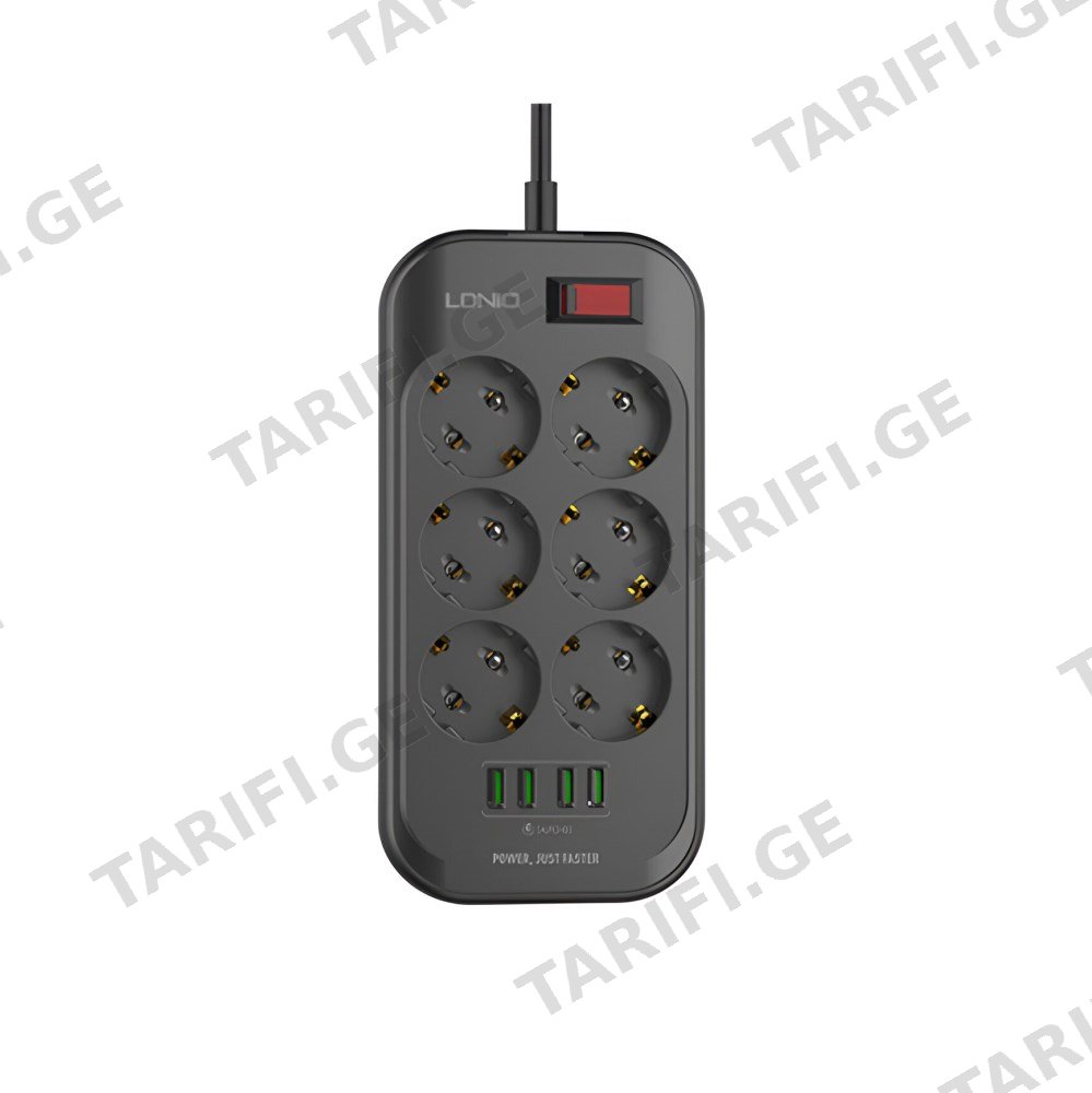 დამაგრძელებელი LDNIO SE6403 6 2მ 4 USB-А დამცავი