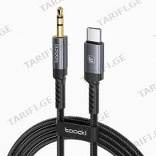 აუდიო ადაპტერი Toocki Type-C to 3.5mm AUX Audio Adapter Cable, 1M, (Black)