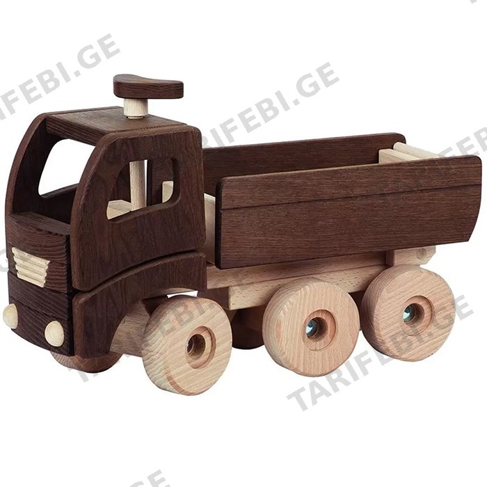 ხის სატვირთო მანქანა GOKI THE MACHINE IS WOODEN THE DUMP TRUCK BROWN 55914