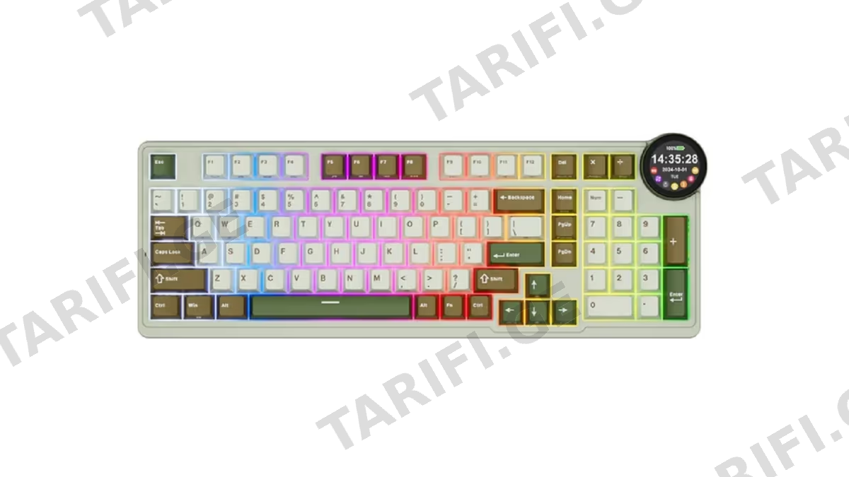 კლავიატურა Royal Kludge RK N99 RGB Mechanical Keyboard, Cream Switch, Hot Swappable, Wireless, USB, Bluetooth, 2.4GHz, Palm Green