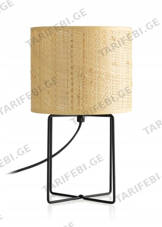 მაგიდის სანათი Luminex Rattan 1 E27 Ø180 h150 შავი როტანგი 5293