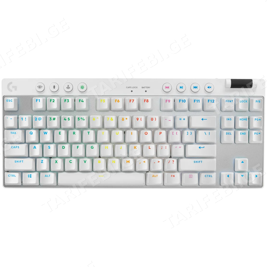 LOGITECH G PRO X TKL LIGHTSPEED Gaming Keyboard - WHITE - US INT'L - 2.4GHZ/BT - EMEA28-935 - TACTILE