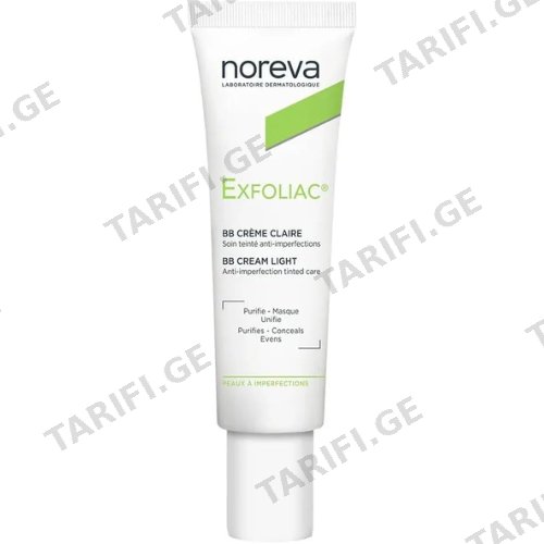 ნორევა - Exfoliac სახის კრემი ღია შეფერილობის/ნაკლოვანებების სამკურნალო 30მლ