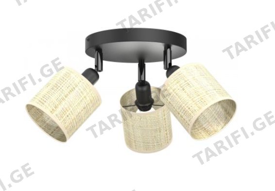 სპოტი Luminex Rattan 3 E14 Ø100 h100 შავი როტანგი 5297