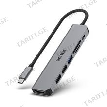 UNITEK H1118A 7in1 გადამყვანი ჰაბი USB-C to TF/SD + USB 3.0/2.0 + PD 100W + HDMI