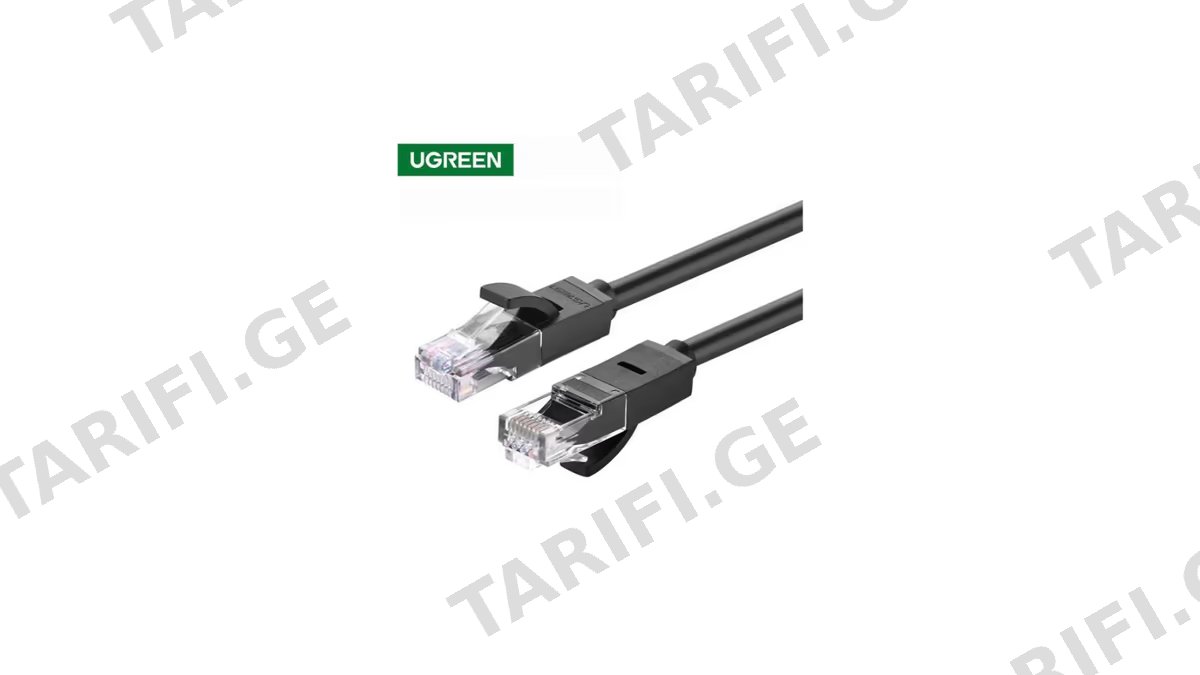 ქსელის კაბელი UGREEN NW102 (20164) Cat6 Patch Cord UTP Lan Cable, 10m, Black