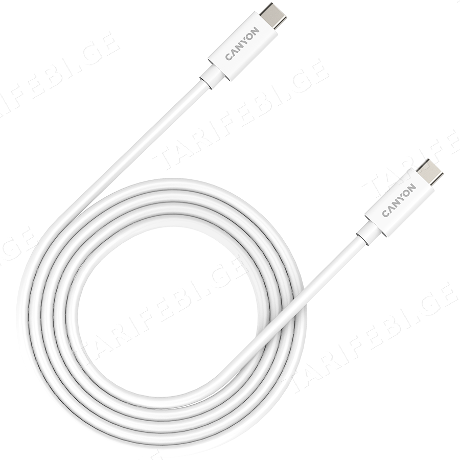 CANYON UC-42, cable, U4-CC-5A2M-E, USB4 TYPE-C to TYPE-C cable assembly 20G 2m 5A 240W(ERP) with E-MARK, CE, ROHS, white