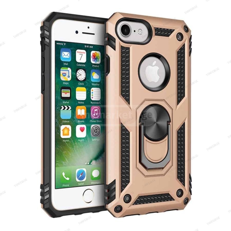 iPhone 8 Sofia Ring Case სილიკონის ქეისი ბეჭდით - ოქრო