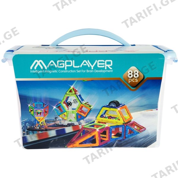 მაგნიტური კონსტრუქცია MAGPLAYER MPT-88, 88PCS, DESIGNER MAGNETIC SET BOX