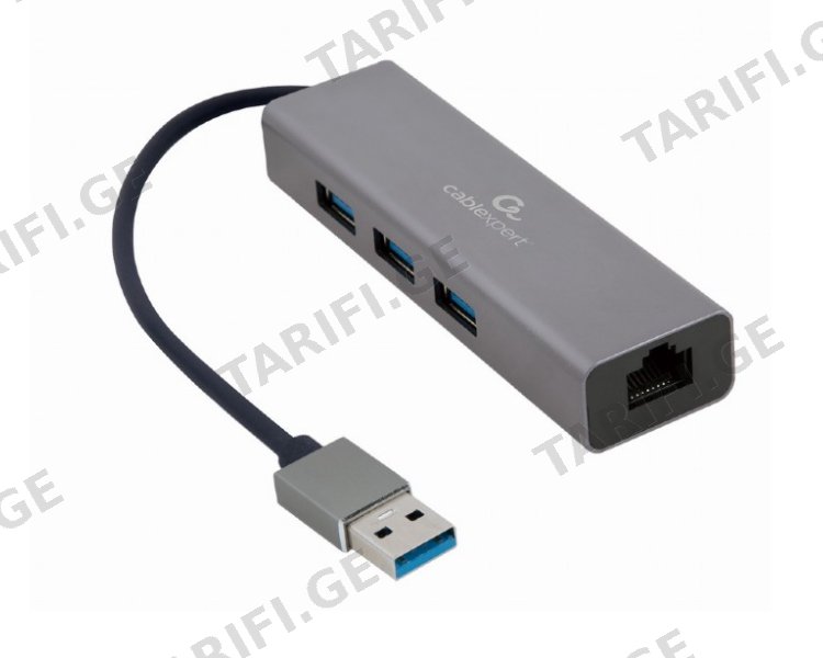 ადაპტერი Gembird A-AMU3-LAN-01 USB AM Gigabit network adapter with 3-port USB 3.0 hub