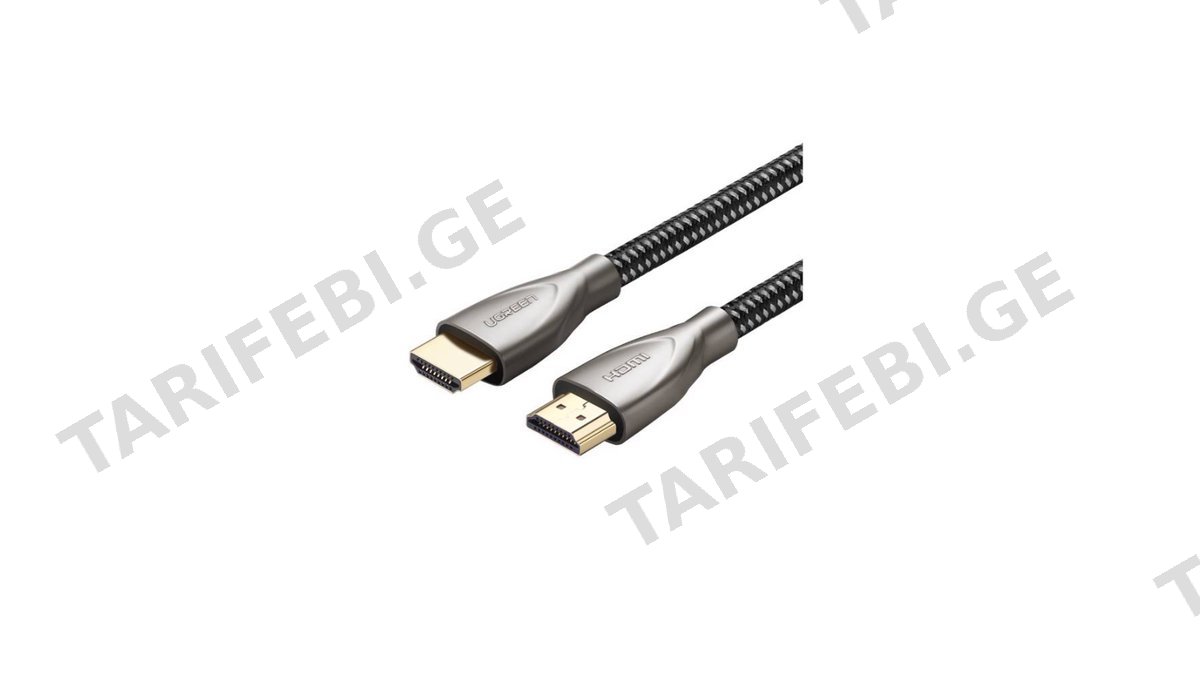HDMI კაბელი UGREEN 50108, 4K, 2.0 HDMI to HDMI Carbon Fiber Zinc Alloy Cable, 2m, Grey