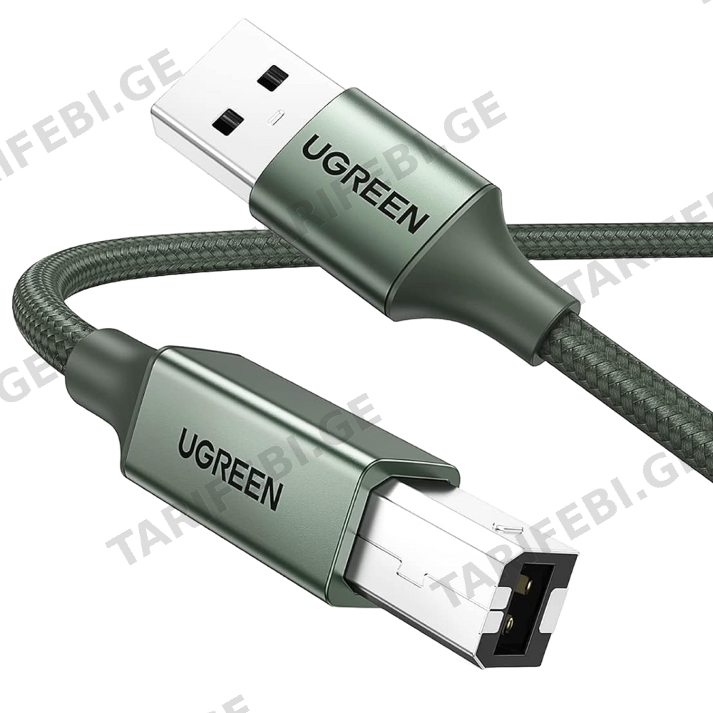 პრინტერის კაბელი UGREEN (90817), USB-A To USB-B, 3m, Green