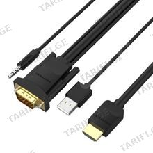 VENTION ABIBI HDMI to VGA Cable with Audio Output & USB Power Supply 3M Black
