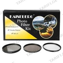 Kaiseberg 77mm Filter Kit, Polarize, UV, ND 3 Stop Filter Kit ლინზის დამცავი