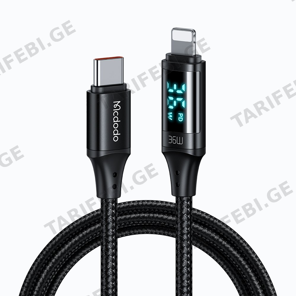 კაბელი Mcdodo Digital Dispaly 36W Type-C to Lightning Data Cable 1.2m CA-1030