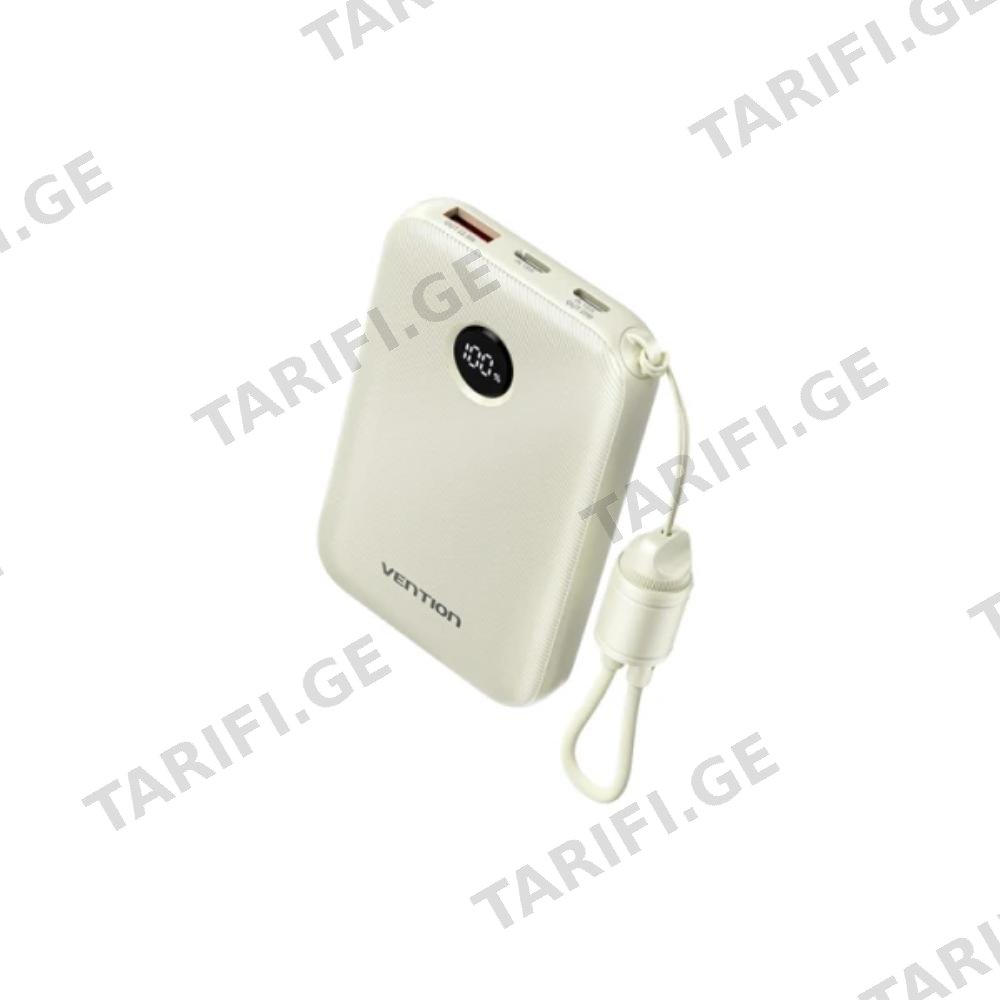 პოტრატული დამტენი Vention FKAN0-C 10.000mAh Power Bank 22.5W With LED Display Beige
