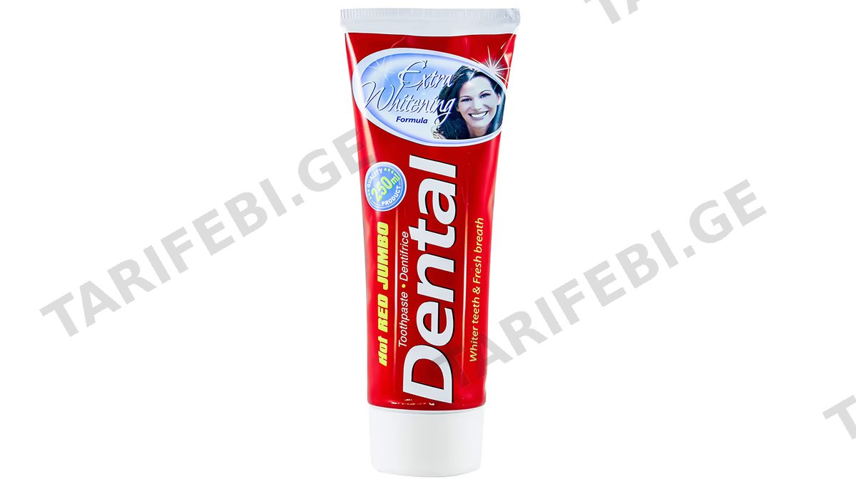 დენტალ კბილის პასტა "Dental Jumbo" ექსტრა სითეთრე 250 მლ.