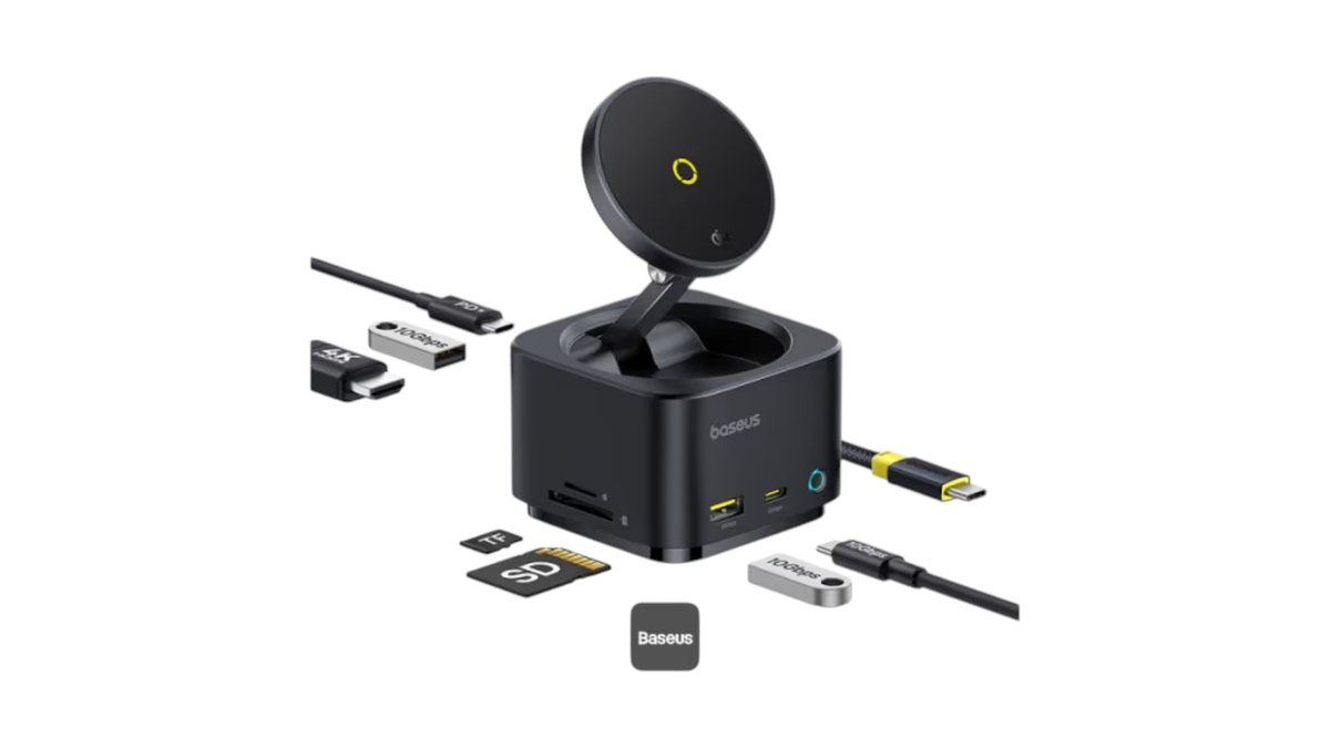 Baseus MagPro Series II 7-in-1 HUB Magnetic Wireless Charging 15W Cosmic Black B00072900121-00