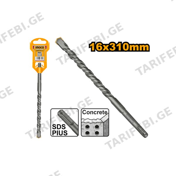 ბეტონის ბურღი 16X310 მმ SDS+ DBH1211604 INGCO