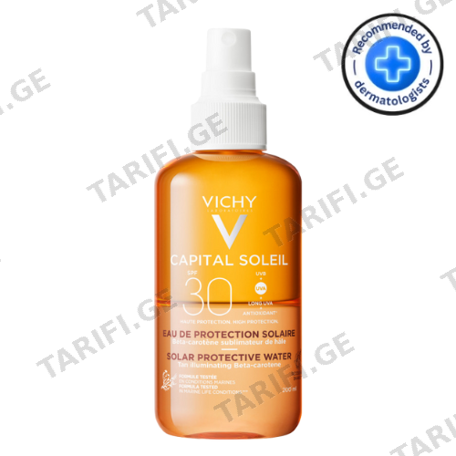 ვიში - კაპიტალ სოლეი მზისგან დამცავი SPF30 ტანის სპრეი რუჯის აქტივატორი ორფაზიანი 200მლ 5217