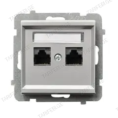 როზეტი კომპიუტერის CAT 5E Ospel Sonata GPK-2R/K/m/38 2 განყოფილებიანი ვერცხლისფერი მქრქალი