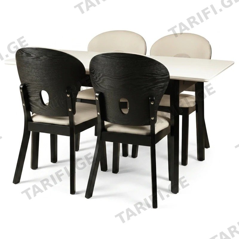 ავეჯის კომპლექტი COMFORT ROOM DT9223+DC33, გასაშლელი მაგიდა და 4 სკამი, თეთრი