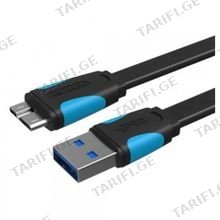 Vention VAS-A12-B100 Flat Micro-B Male to USB 3.0 Male Data Cable