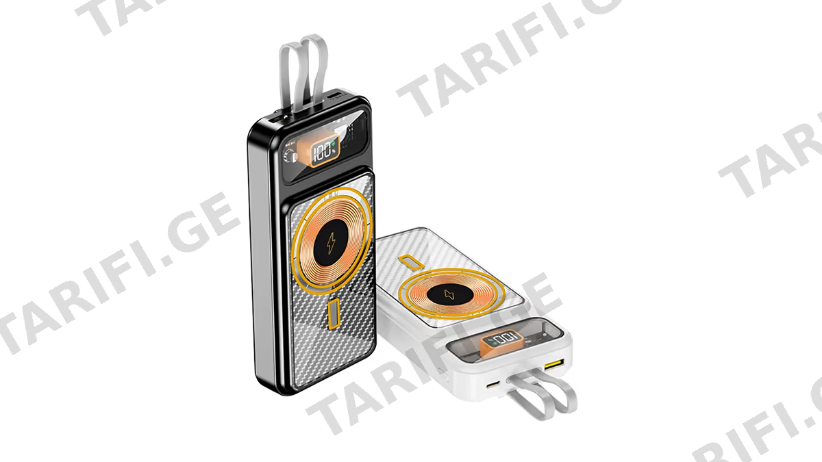 Viaking 20000mAh 22.5W +15W Wireless სარეზერვო ელემენტი შავი (7152)