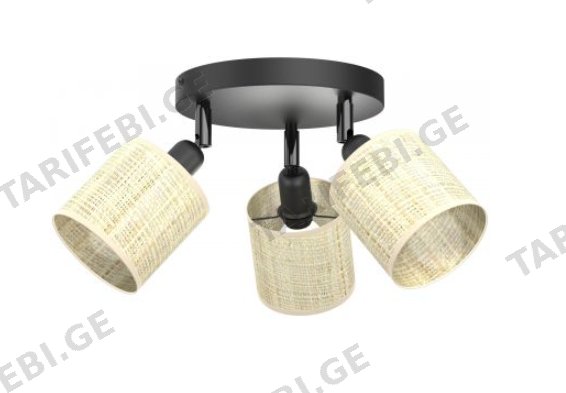 სპოტი Luminex Rattan 3 E14 Ø100 h100 შავი როტანგი 5297