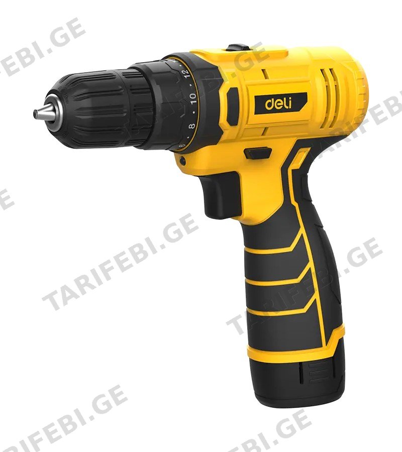 ხრახნდამჭერი (დრელი) ელემენტით 12V 10mm 2,0Ah*1 DL-DZ12-4A2 მწარ. deli