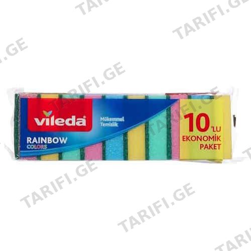 ღრუბელი ჭურჭლისთვის ცისარტყელა №10 /VILEDA/ 10 ც
