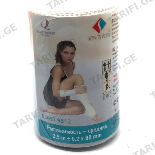 ტონუსი - ბინტი ელასტიური საშ/წელ 2.5X80მმ