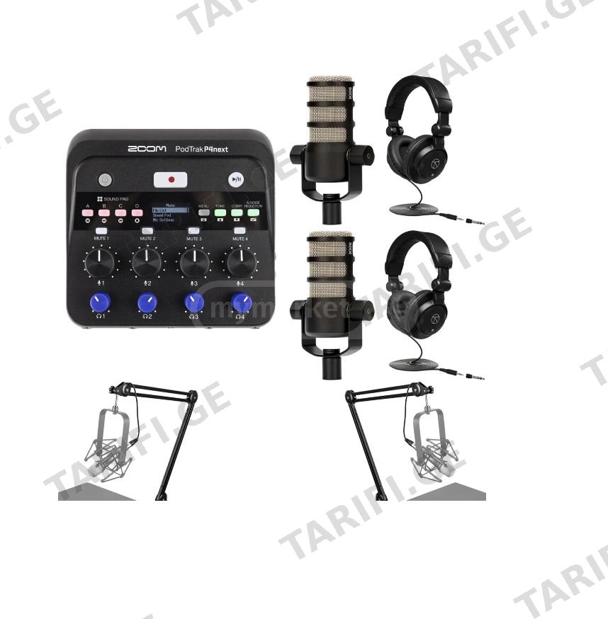 Zoom PodTrak P4next პოდკასტის ნაკრები ორ კაცზე