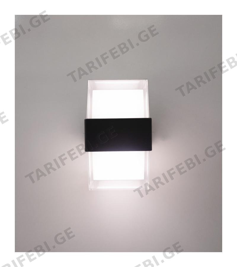 კედლის სანათი ოთხკუთხედი LED 10W BLACK / CT-7047 3200K მწარ. CATA