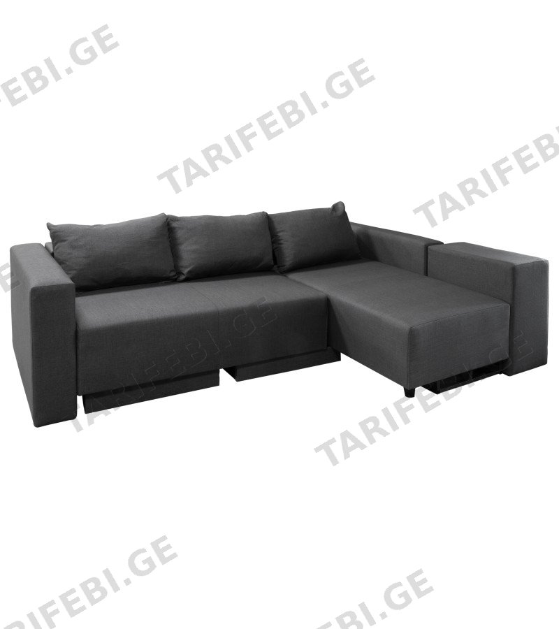 კუთხური დივანი ტრანსფორმერი #POLY L ფერი : DARK GREY მწარ: KAGU MOBILYA